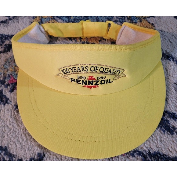 Pennzoil Accessories Vintage 989 10 Years Of Quality Pennzoil Anniversary Yellow Golf Visor